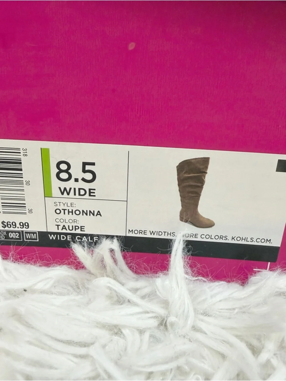 Kohl's SO Othonna Taupe Slouchy Knee High Boots Size 8.5 Wide Calf NIB